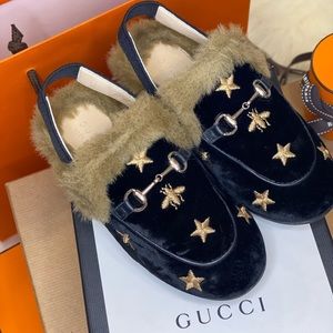 Gucci Princetown Velvet Bee 🐝 Toddler Mule Slides